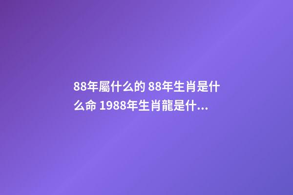 88年屬什么的 88年生肖是什么命 1988年生肖龍是什么命1988年木龍之命是什么意思-第1張-觀點-玄機派